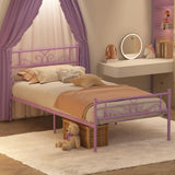 Weehom Twin Size Bed Frame with Headboard and Footboard Steel Slats Support Twin Metal Bed No Box Spring Needed Easy to Assembly, Purple Weehom