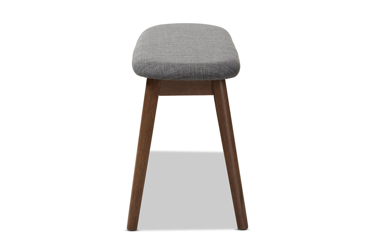 Baxton Studio Easton Mid-Century Modern Dark Grey Fabric Upholstered Walnut Finished Wood Bench Baxton Studio