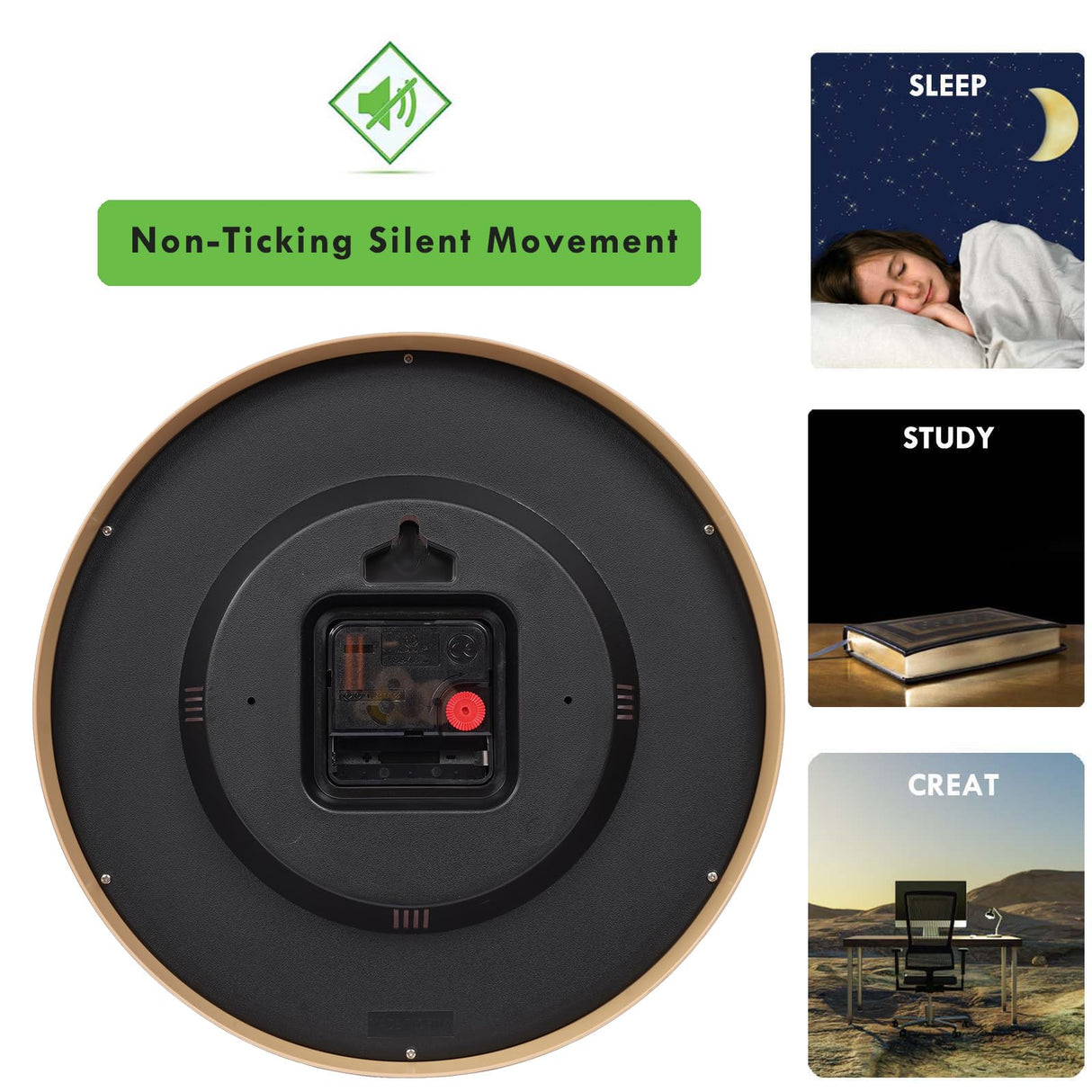 Hiopeak 10 Inch Wall Clock Silent, Non-Ticking Decorative Rustic Analog Quartz Wall Clock Battery Operated for Bedroom Living Room Kitchen Farmhouse Office School (Graining) Hiopeak