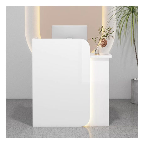 BFECGDXT Small Reception Desk with Counter, Modern L-Shaped Front Desk with Lockable Drawer, Retail Counter for Salon, Clothing Beauty Right Corner 39.4in BFECGDXT