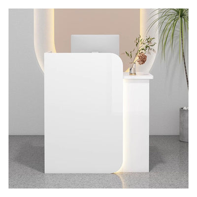 BFECGDXT Small Reception Desk with Counter, Modern L-Shaped Front Desk with Lockable Drawer, Retail Counter for Salon, Clothing Beauty Right Corner 39.4in