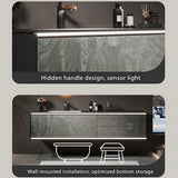 Bathroom Vanity with Sink - Single Sink Solid Wood Bathroom Sink Cabinet, LED Anti-Fog Mirror, Floating Vanity with Ample Storage, Easy Assembly, Modern Elegant Design, Wall Mount Installation (60") ZGNBSD