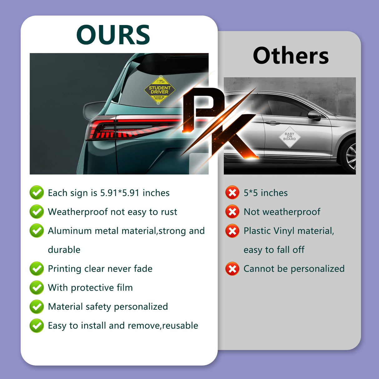 Metal Sublimation Signs, 10 Pack 6" x 6" Sublimation Blanks Suction Cup Car Window Sign Honysoal