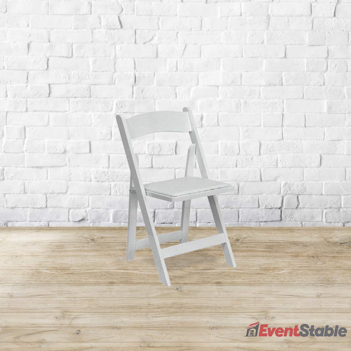 EventStable Titan Series Wood Folding Chair - White Indoor/Outdoor Lightweight Folding Chair - Vinyl Padded Folding Chair for Weddings Events - 4-Pack - WoodArtSupply