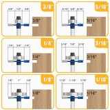 MEIGGTOOL 4Pcs Rabbet Router Bit 1/4" Shank with 6 Bearings Set - 1/16", 1/8", 3/16", 1/4", 5/16", 3/8". Interchangeable Bearings with 1/2" to 1/4" Router Collett MEIGGTOOL