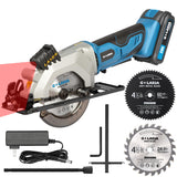 G LAXIA Mini Circular Saw, 4-1/2" 3400RPM Cordless Circular Saw with Laser Guide, Rip Guide, Compact Hand Saw with 2Pcs blades（24T+60T), Max Cutting Depth 1-11/16"(90°), 1-1/8"(45°) G LAXIA