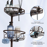 Corner Shower Caddy Tension Pole: Stainless Steel Rustproof 4-Tier Shower Organizer - 47-121 inch Adjustable Bathroom Shelves for Bathtub Shampoo Storage - Tension Rod Floor Standing Bath Rack -Bronze ESSEME