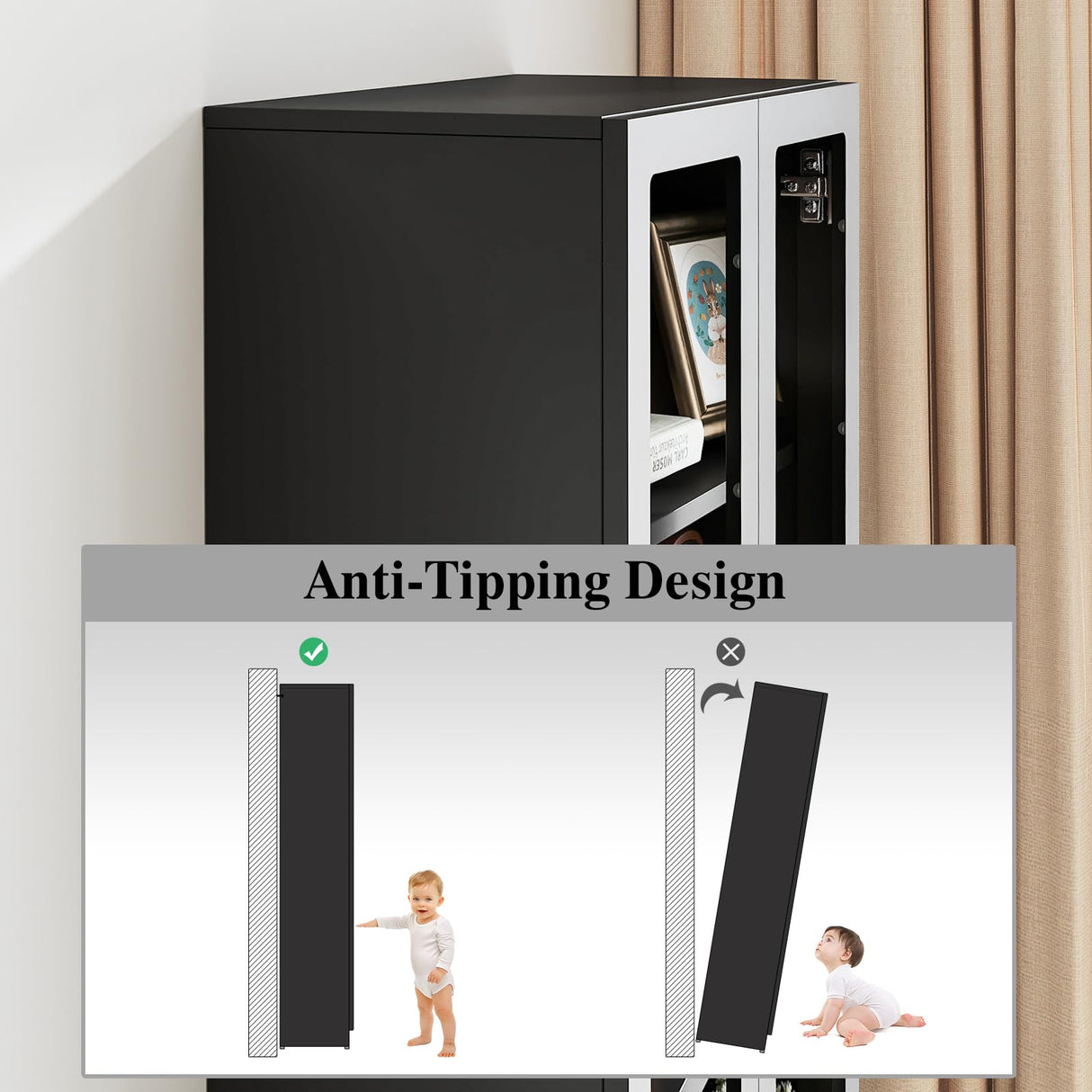 IRONMIX Modern Display Cabinet with Doors, Metal Curio Cabinet with Shelves, 70.87" H Display Cases for Collectibles, 5 Tier Tall Bookshelf, Kitchen Pantry Storage Case for Home Office Living Room IRONMIX