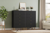 Garveehome Black Dresser, Modern 5 Drawer Dresser for Bedroom with Gold Handle and Large Drawer, Wood Double Chest of Drawers and Storage Organizer for Living Room, Hallway, Entryway Garveehome