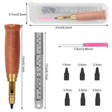 Japanese Screw Punch, Boyistar Wood Handle Belt Hole Puncher, Adjustable Leather Hole Punch Tool (Brown) Boyistar