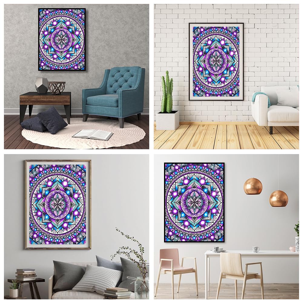 JFYHAB Mandala Diamond Painting Kits for Adults,5D Rhinestone Diamond Art Kits for Adults Kids Beginner,DIY Flowers Round Full Drill Diamond Painting Kit Arts Craft for Home Wall Decor 12X16inch JFYHAB