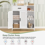 FIONESO Bathroom Cabinet, Storage Cabinet with 2 Doors and 3 Shelves, Coffee Bar Cabinet, Floor Cabinet, for Bathroom/Entryway/Living Room, White FIONESO