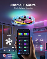 Lumary Smart WiFi Ceiling Fans with Lights, RGBAI Flush Mount Ceiling Fans with Lights and Remote, Dual Lighting Mode Modern LED Low Profile Ceiling Fan for Bedroom Works with Alexa Google, 20in Black Lumary