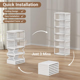 BROVIEW Led Shoe Boxes, Shoe Display Case with Lights, Large Clear Plastic Foldable Shoe Storage Box, Voice Activated Led Shoe Organizer Sneaker Case, Collection Crate, 1 Row 6 Tier White BROVIEW