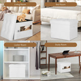 BelugaHelper Ottoman with Storage. Leather Foldable Ottomans with Thick Foam Padded Seat. Foot Rest Stool Storage for Living Room and Bedroom. Side Pockets and Handles Designed. 17x13x13in, White BelugaHelper