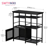 SWTYMIKI Coffee Bar Cabinet Station - Farmhouse Small Coffee Stand Station with Doors, Rustic Storage Organizer for Kitchen, Buffet Sideboard Cabinet Table for Home, Office, Corner, Bar, Black SWTYMIKI
