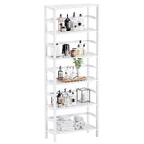 HITNET Bookshelf, 6-Tier Tall Bookcase Freestanding Bamboo Book Shelf Bathroom Storage Organizer with Adjustable Shelves, White HITNET