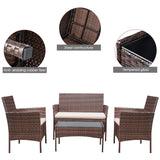Homall Outdoor Indoor Use Backyard Porch Garden Poolside Balcony Sets Clearance Brown and Beige 4 Pieces Furniture Homall