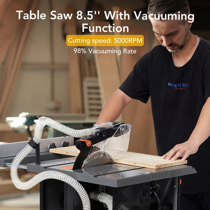 Table Saw for Jobsite, 98.5% Vacuuming Rate Dustless Table Saw 8.5 inch, 5000RPM Cutting Speed, TCT Blade, 2000W, 15A Portable Compact Tablesaw for DIY Woodworking and Furniture Making - WoodArtSupply