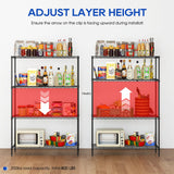 4-Tier Storage Shelves 35.4" L x 13.3" W x 53.7" H Metal Garage Shelves Standing Storage Shelf Adjustable Layer Racks with Steel Frame Suitable for Kitchen, Garage or Commercial Use (Black) FDW