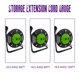 GREATIDE Heavy Duty Extension Cord Storage Reel with 4Grounded Outlets, 10A Circuit Breaker, Retractable Hand Wind, Portable Empty Hand Crank Open Cord Reel for 12/3 14/3 16/3 Gauge Power Cord, Green GREATIDE