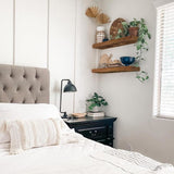 QEEIG Floating Shelves Wall Shelf 24 inches Long Farmhouse Bathroom Decor Bedroom Kitchen Living Room Wall Mounted 24 x 9 inch Set of 2, Rustic Brown (008-60BN) QEEIG