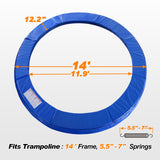 ExacMe Trampoline Pad Replacement Round Safety Spring Cover, No Hole for Pole (Blue, 14 Foot) Exacme