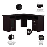 Bush Furniture Cabot 60W L Shaped Computer Desk in Espresso Oak Bush Business Furniture