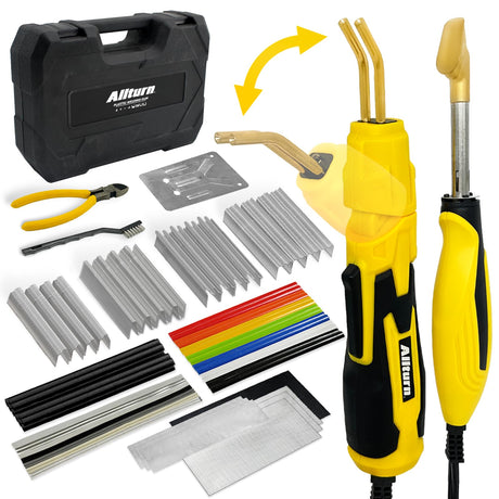 Allturn Plastic Welder 2 in 1,Plastic Welding Kit Car Bumper Repair Kit,4 Types of Plastic Welding Staples,Plastic Welding Rods Consumables Kit,YELLOW. Allturn