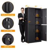STANI Metal Storage Cabinet, Locking Steel Storage Cabinet with 4 Doors and 2 Adjustable Shelves, 71" Steel Lockable File Cabinet, Tall Steel Cabinet STANI