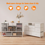 Furnulem White Dresser for Bedroom, Wide Chest of Drawers with Power Outlet for 55" TV Stand Entertainment Center, Deep 8 Drawers for Storage in Living Room,Entryway,Hallway,Closet(White) Furnulem