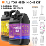 Epoxy Resin Kit 1.2Gallon, Newly Formulated Crystal Clear Epoxy Resin, Bubble-Free, Anti-Yellowing Art Resin for Casting, DIY, Resin Art, Resin Epoxy Molds, Jewelry, Easy to Use 1:1 Mix sevgili