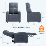 GarveeHome Linen Fabric Manual Recliner Chair, with Side Pocket, High Backrest, Thick Cushion, Adjustable Push Back Recliner,Cozy Lounge Chair for Living Room, Home Theater, Bedroom, Dark Gray GarveeHome