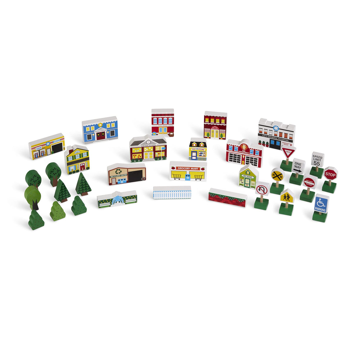 Melissa & Doug (FFP) - Pretend Play Wooden Town Play Set For Kids With Storage Melissa & Doug