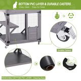 GUTINNEEN Cat House Outdoor Cage Cat Enclosure on Wheels,Large Wooden Kitty Catio with Resting Box,PVC Layer GUTINNEEN