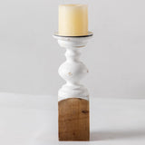 SOFE Wood Farmhouse Candle Holders, 11" Tall White Candle Holders for Pillar Candles, Rustic Candle Stand for Mantel, Coffee Centerpiece Table Decorations, Living Room, Dining Room Decor SOFE