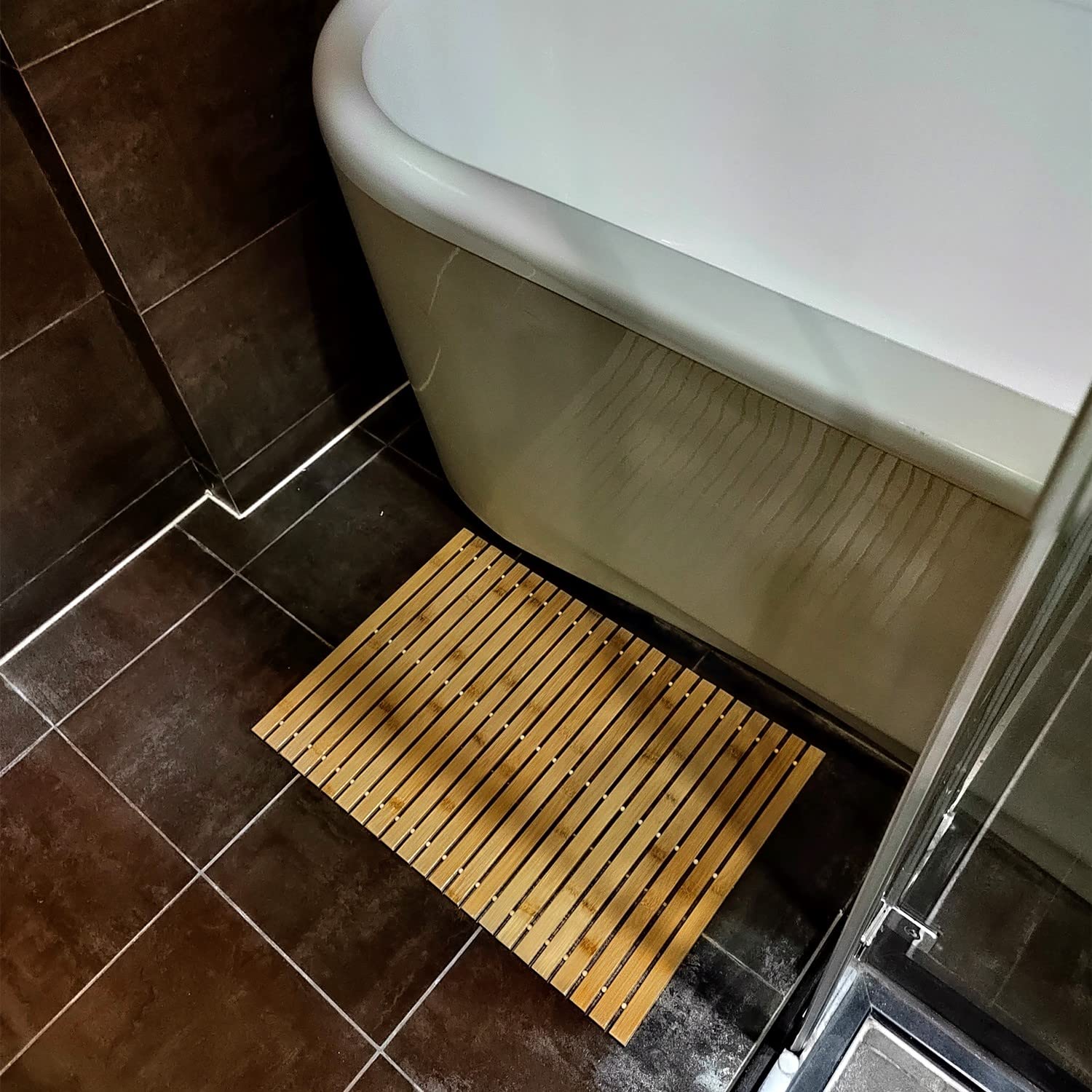 HJJKKH Bath Mat Rayon Derived from Bamboo 15.7X 23.6 inches, Foldable Floor Shower Bath Mat for Bathroom, Bathtub, Shower, Sauna, Hot Tub - WoodArtSupply