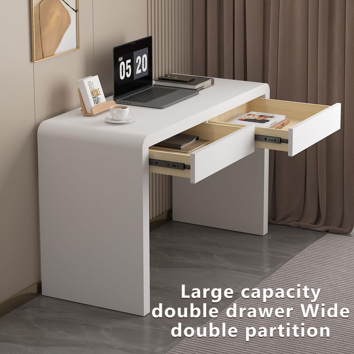 Dongge White Computer and Gaming Desk with Drawers.Home Office desks for Bedroom.Wooden Kids' Writing Table.Three-Layer Lacquered Thick Wooden Board Work Desk That can be Used as a Vanity(Z-101) Dongge