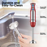 Blackcow Immersion Blender Handheld,800W Powerful Electric Hand Blender with 6-Speed&Turbo,Electric Mixer Handheld for kitchen,Smoothie,Soup,Baby Food,Puree,Drinks,RoseRed Blackcow