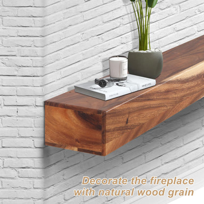 Aomomery 48" Rustic Fireplace Mantle Shelf,Solid Rustic Walnut Wood,Handcrafted Wood Mantles for Over Fireplace,Wall Mounted Farmhouse Fireplace Mantel Shelf,Waterproof and Easy Installation