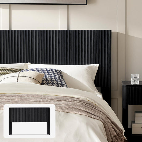 mopio Brooklyn Headboard, 62.4" Wide Headboard Only, Wood Headboard, Modern Farmhouse, Boho, Wall Mount, Fluted Panel, Wingback Design (Black Oak, Queen) mopio