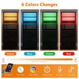 Furnulem Night Stand, Tall Nightstand with 4-Tier Shelves and 3 Fabric Drawers, LED Bed Side Tables with Charging Station, Bedside Table for Bedroom, Hallway, Home Office, Black Oak Furnulem