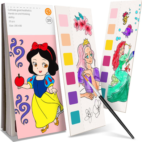ZHOC Paint with Water Coloring Books for Kids, Pocket Mess Free Watercolor Painting Sets for Kids Ages 3 4 5 6 7 8+, Water Color Paint Set Arts and Crafts Gift for Boys Girls, Princess ZHOC