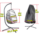 MOJIA Egg Chair with Stand and Oxford Cover, 450lbs Capacity Patio Wicker Hanging Swing Chair Indoor Outdoor with UV Resistant Cushion and Foldable Seat Basket Mojia