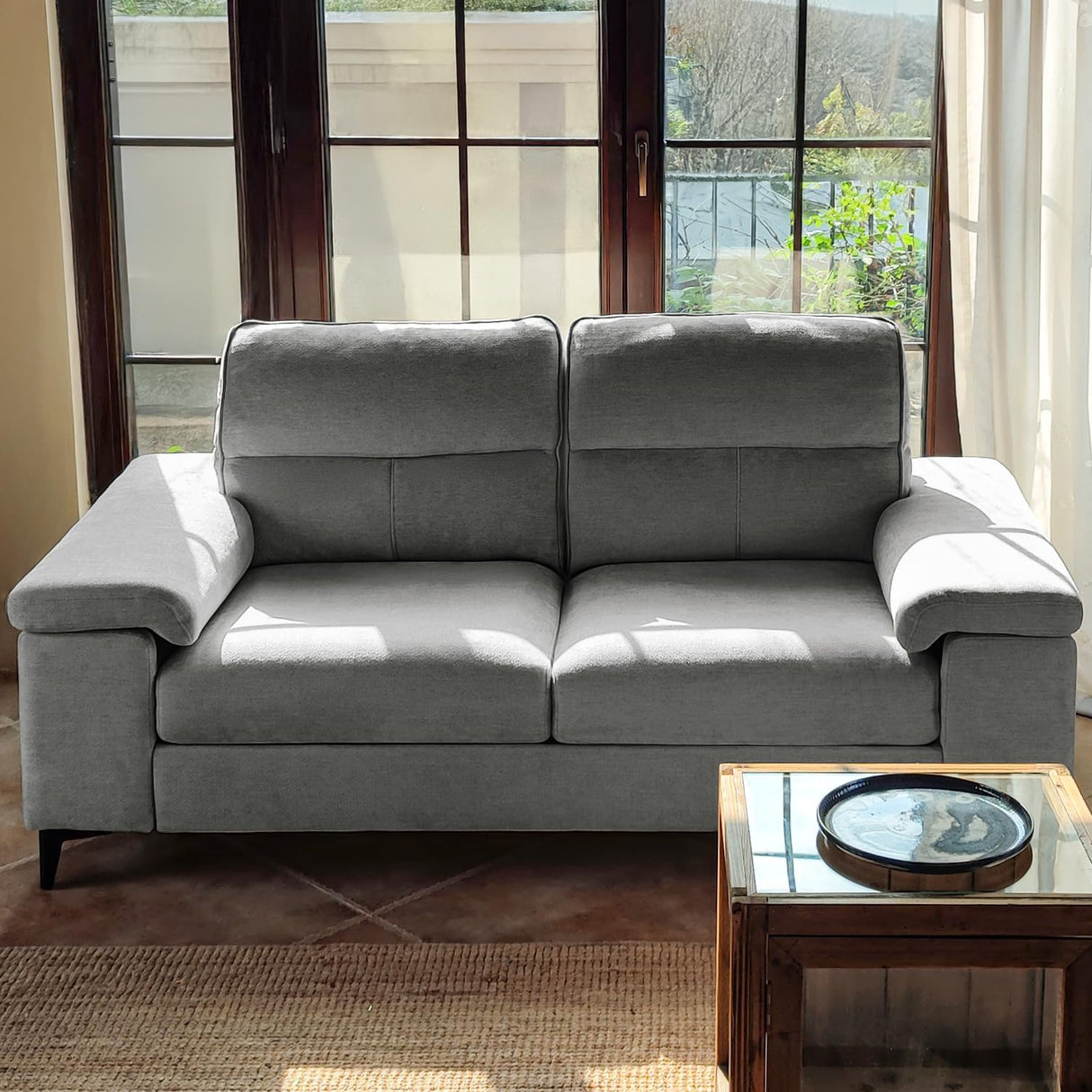71.25" Modern Couches for Living Room, Deep Seat Sofa with 8” Cushion, Comfy 2-Seater Chenille Loveseat with Convertible Armrest, Removable Sofa Cover, High Leg(Light Gray) Upvilla