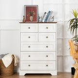 spanspace 7 Drawers Tall Dressers for Bedroom, 44" Wood Chest of Drawers with Metal Handle, Farmhouse Dresser for Living Room, Hallway spanspace