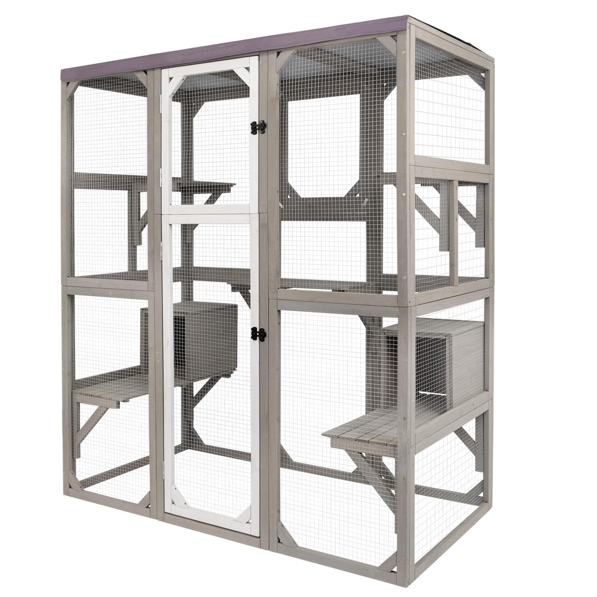 PetsCosset 67.7" Catio Outdoor Cat Enclosures,Large Cat Catio for Indoor, Catio Attach to Cat Window,Wooden Outside Cat Patio with Resting Room,Removable Sun Protection and Waterproof Roof PetsCosset