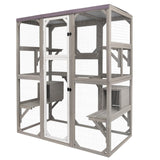 PetsCosset 67.7" Catio Outdoor Cat Enclosures,Large Cat Catio for Indoor, Catio Attach to Cat Window,Wooden Outside Cat Patio with Resting Room,Removable Sun Protection and Waterproof Roof PetsCosset