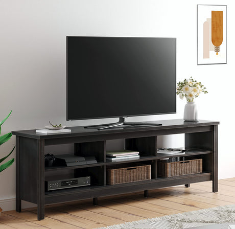 WAMPAT TV Stand for 75 Inch TV, Wood Entertainment Center with Storage Cubby, 70 Inch Television Stands Media Console Table for Living Room Bedroom Office, Antique Black WAMPAT