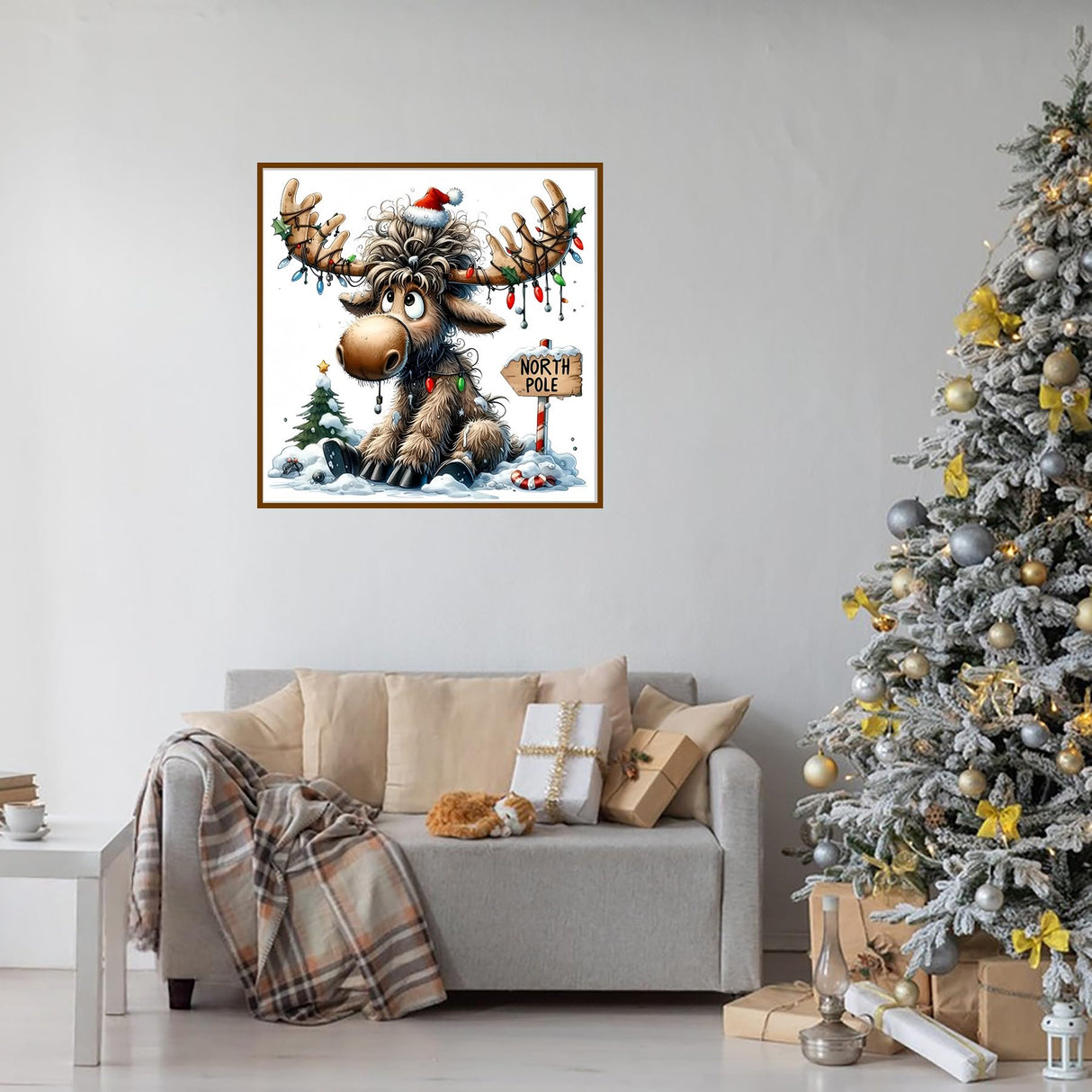 GXGLLPZBY 5D Christmas Diamond Art Kits for Adults Beginners, DIY Cute Deer Diamond Painting Kits, Full Drill Paint by Diamonds Dot Gem Art Painting Kit, for Home Wall Decor 13.8x13.8inch GXGLLPZBY